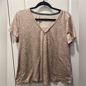 BCBGMaxAzria Women's V-Neck Leopard Print Pajama Top - Light Brown